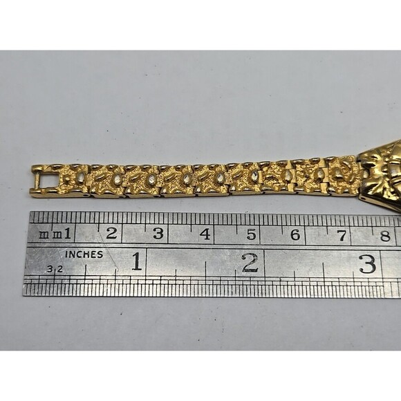 Hampden Women Quartz Goldtone Nugget Bracelet Watch Japan Movt New Battery Black - Picture 5 of 10
